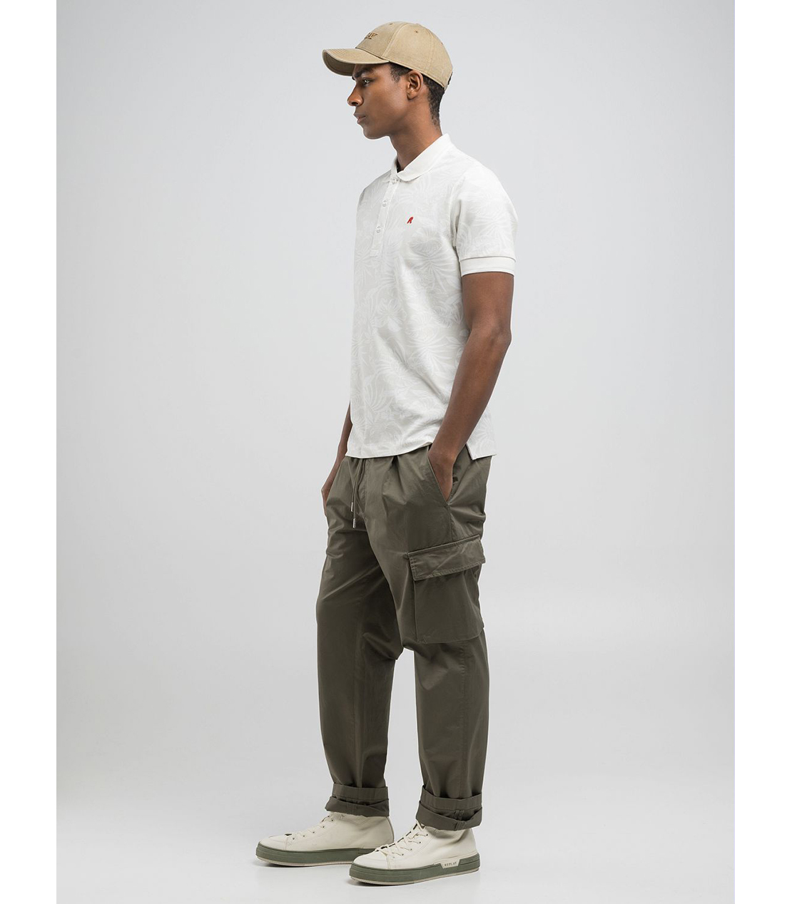 ボタニカルプリントコットンピケ ポロシャツ 詳細画像 サンドベージュ 4